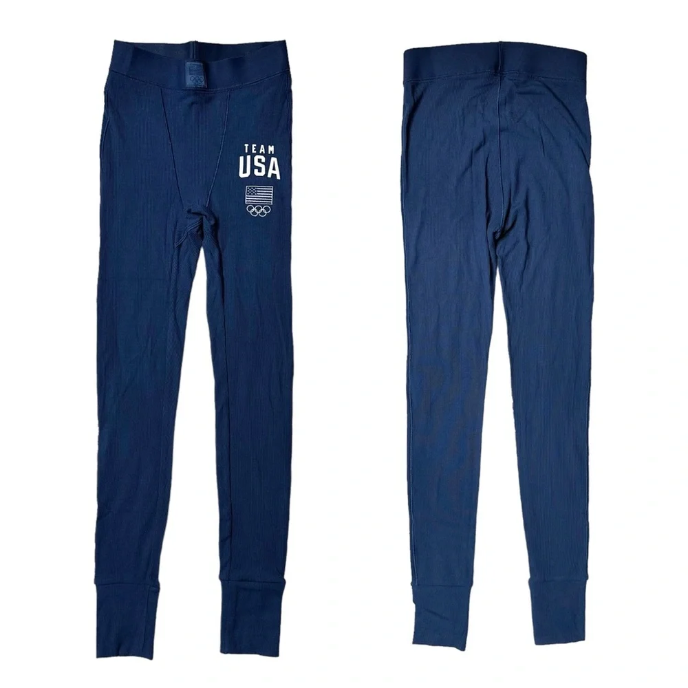 NWT Skims Team USA Limited Edition Ribbed Loungewear Leggings Navy Women’s XXS - Picture 2 of 11